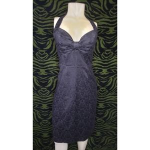 Black halter matte shine lace dress lbd